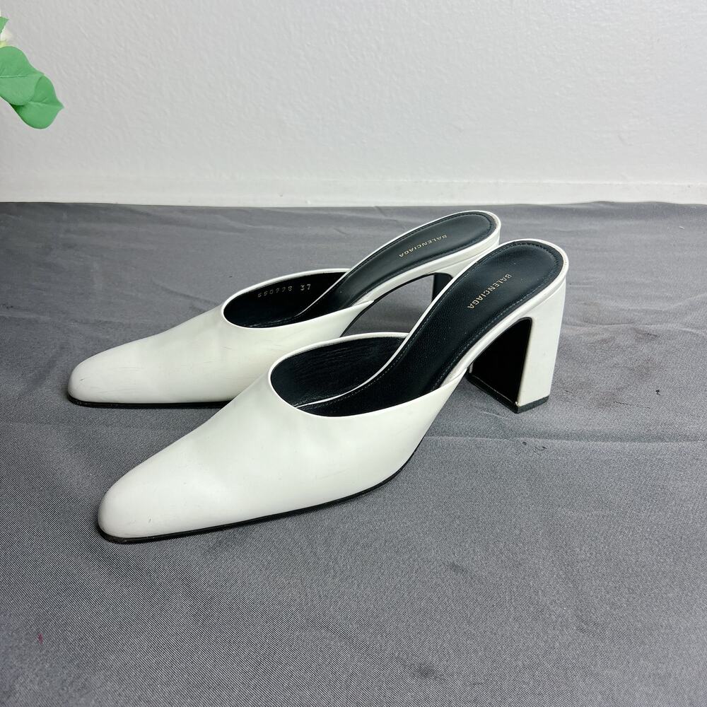 Balenciaga White Mules